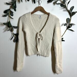 BDG Cream Tie Front Cardigan